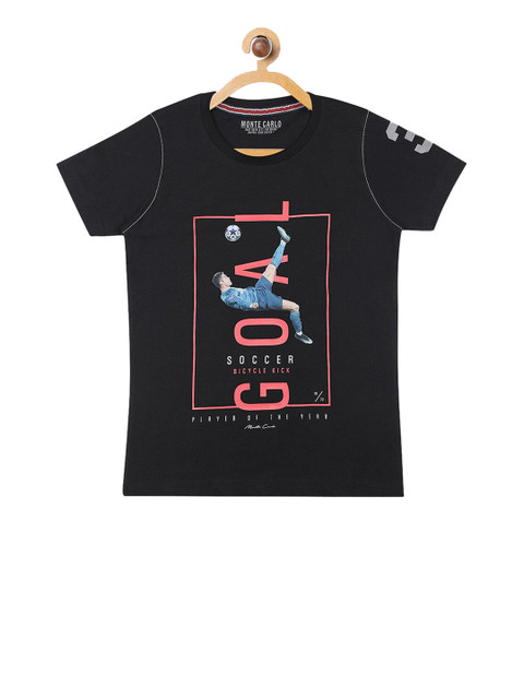

Monte Carlo Boys Black & Pink Graphic Print Round Neck T-shirt
