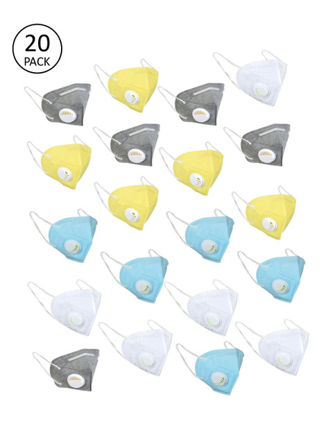 

OOMPH Unisex Pack of 20 5Ply Anti-Pollution Reusable Face Masks, White