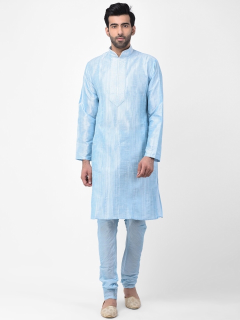 

SG LEMAN Men Blue Self Design Kurta with Churidar