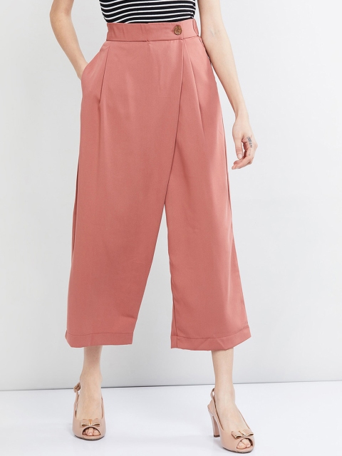 

max Women Pink Slim Fit Solid Culottes
