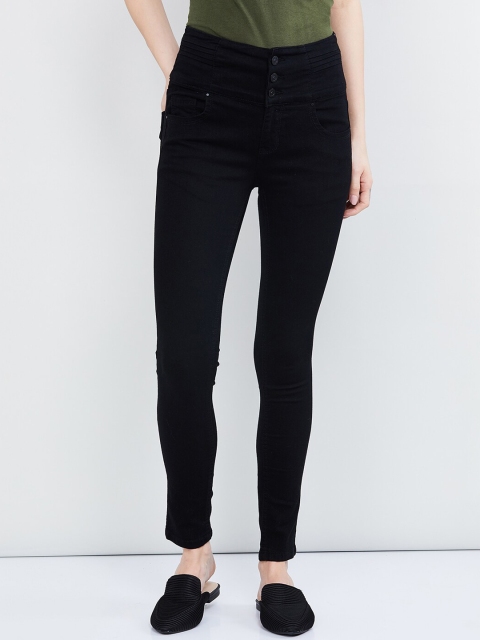 

max Women Black Skinny Fit High-Rise Clean Look Stretchable Jeans