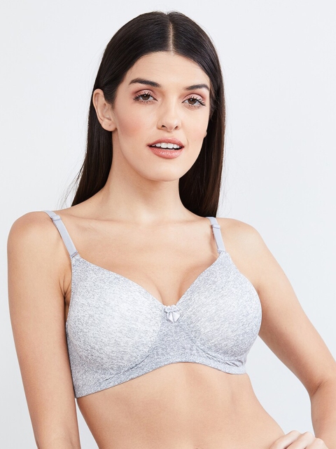 

max Grey Solid Non-Wired Lightly Padded T-shirt Bra WIN19PDNW07