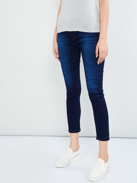 

max Women Navy Blue Skinny Fit Mid-Rise Clean Look Jeans