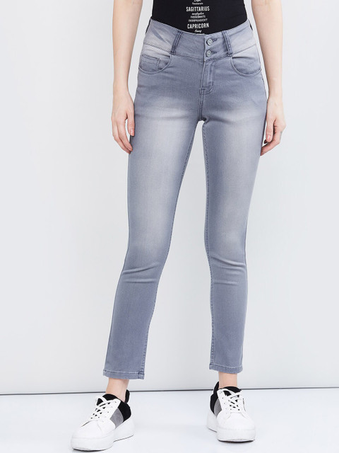 

max Women Grey Skinny Fit Mid-Rise Clean Look Stretchable Jeans