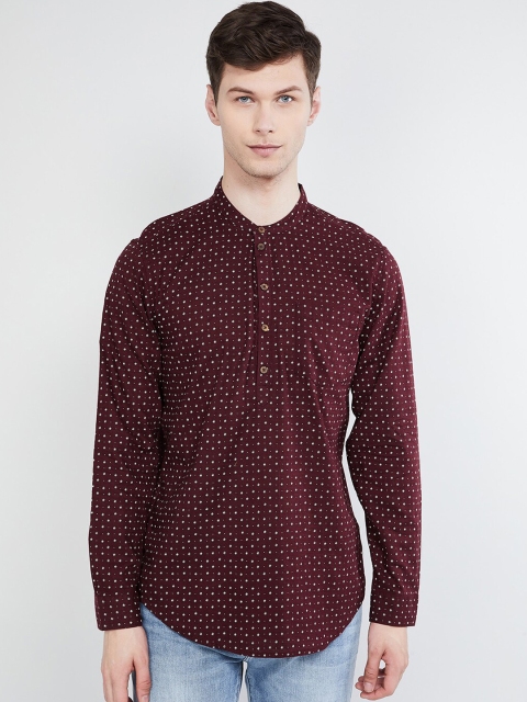 max Men Maroon & Off-White Printed Straight Kurta