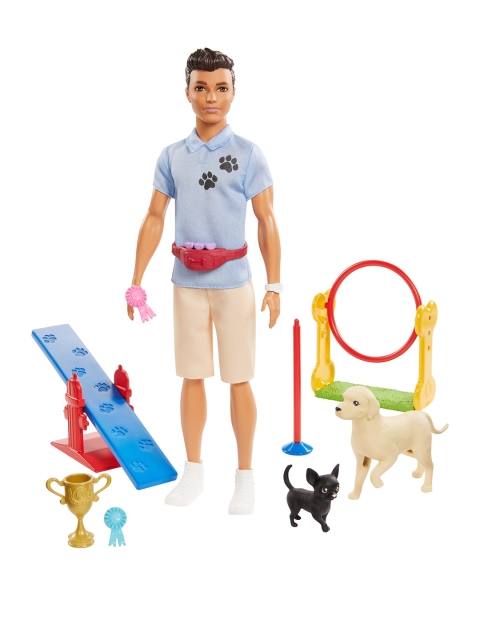Barbie Kids Beige & Blue Ken Careers Playset Dog Trainer Doll