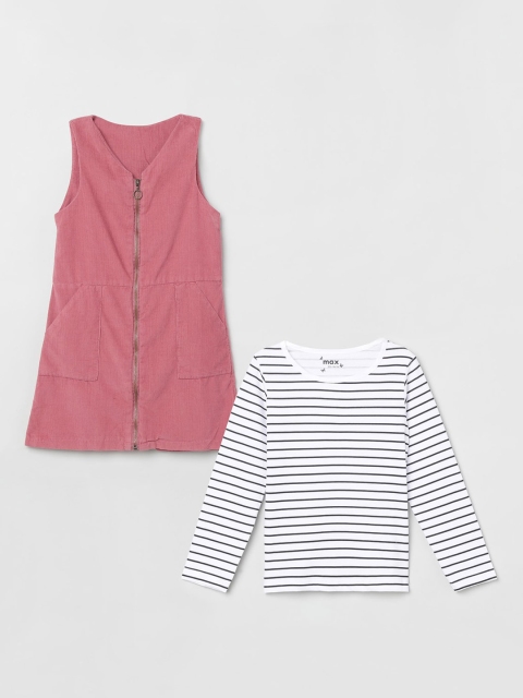 

max Girls Pink Solid A-Line Dress With Top