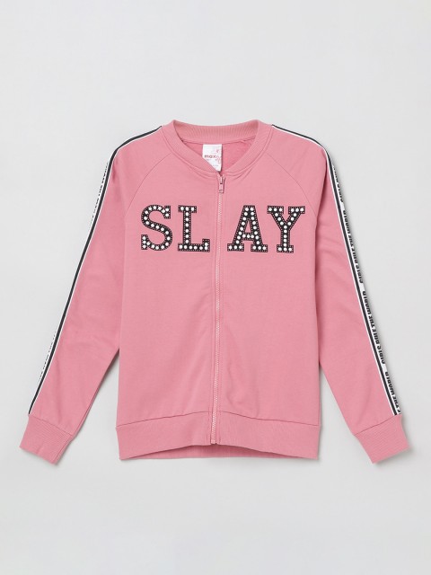 

max Girls Pink & Black Printed Sweatshirt