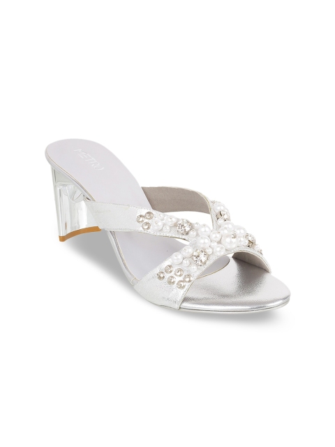 

Metro Women Silver-Toned Embellished Heels