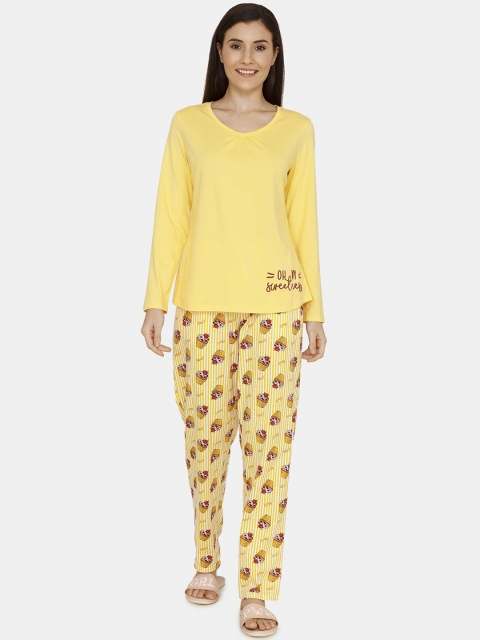 

Zivame Women Yellow Solid Night suit