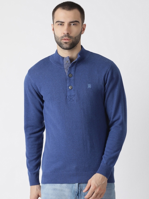 

Monte Carlo Men Blue Solid Pullover Sweater
