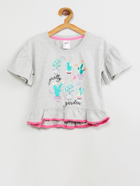 

max Girls Grey Printed A-Line Top