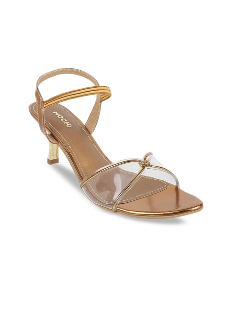 

Mochi Women Gold-Toned & Transparent Colourblocked Heels