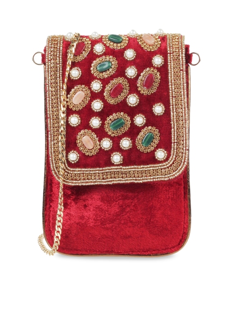 

Metro Maroon Embellished Sling Bag