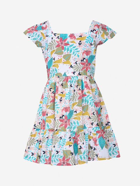 

luyk Girls Multicoloured Printed Fit and Flare Dress, Multi