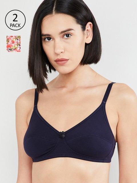 

max Pink & Navy Blue Solid Non-Wired Non Padded T-shirt Bra SU19FB01