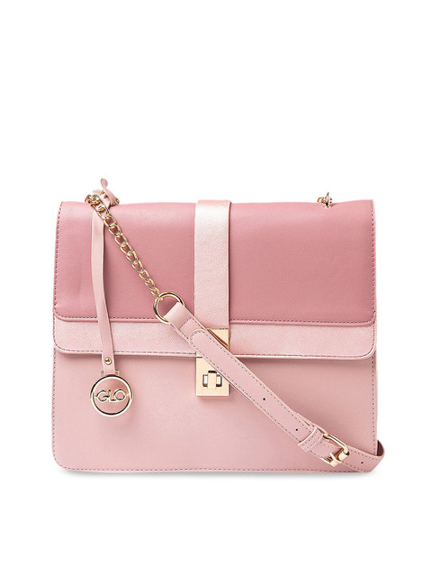 

Globus Pink & Navy Blue Solid Satchel