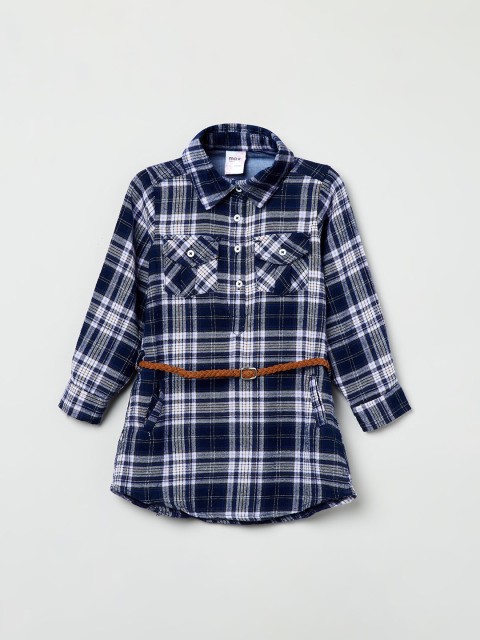

max Girls Blue Checked Shirt Style Top