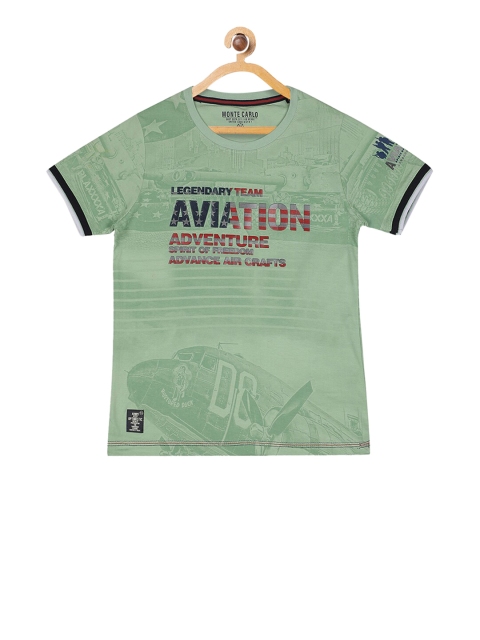 

Monte Carlo Boys Green Printed Round Neck T-shirt