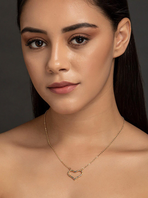 

DIVA WALK EXCLUSIVE Gold-Plated Handcrafted Cubic Zirconia Studded Heart-Shaped Necklace