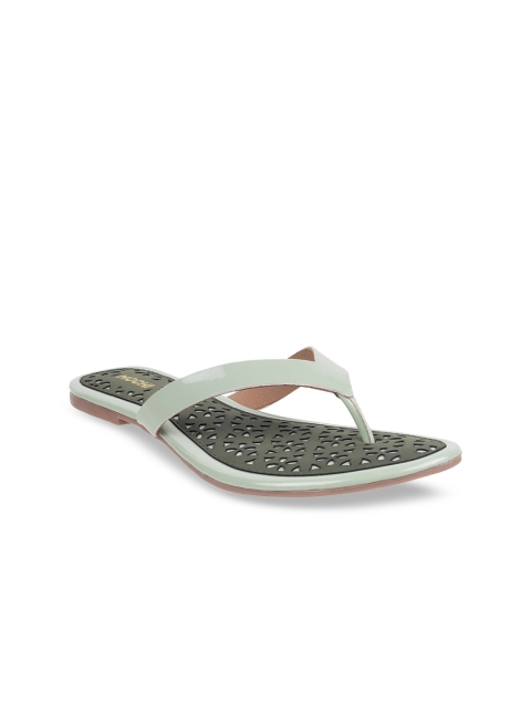 

Mochi Women Green Solid Open Toe Flats