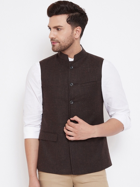 

Spirit Men Coffee Brown Solid Nehru Jacket