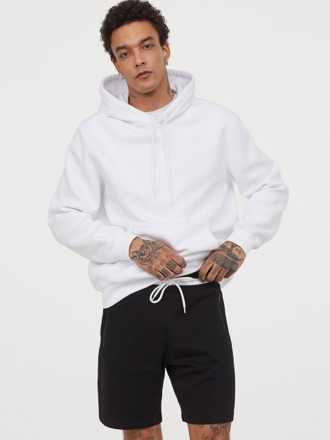 H&M Men Black Solid Sweatshirt Shorts
