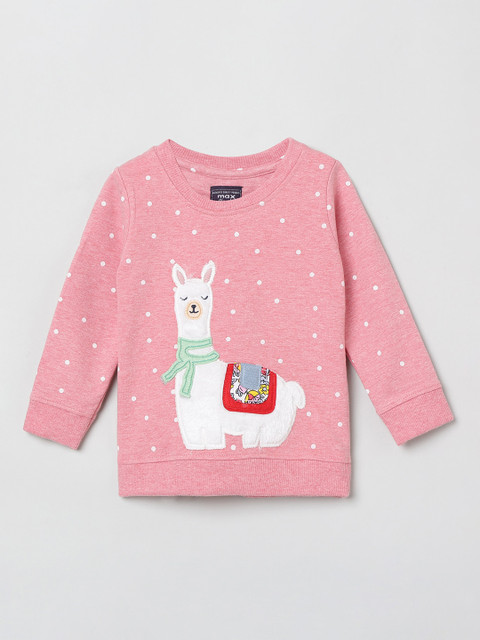 

max Girls Pink & White Printed Sweatshirt