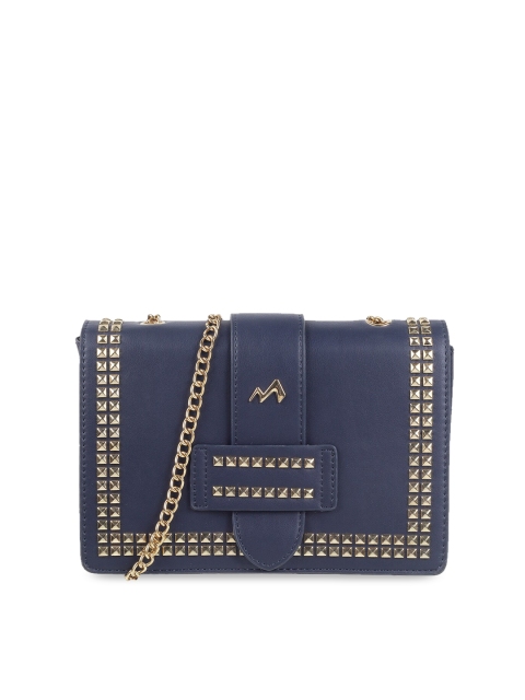 

Metro Blue & Gold-Toned Embellished Sling Bag