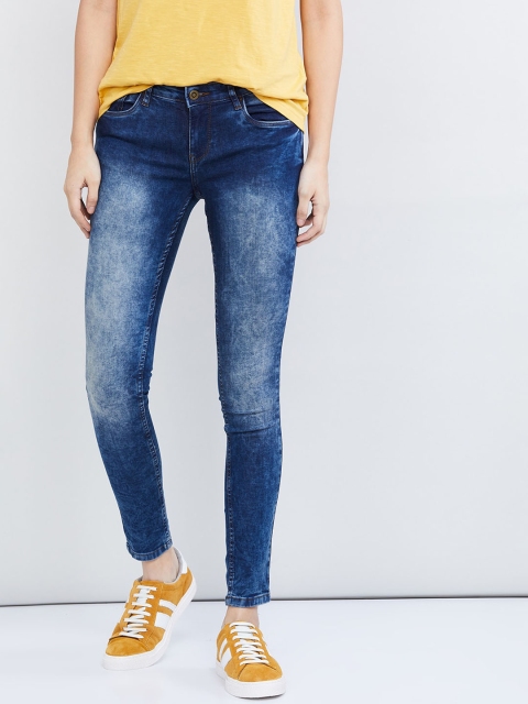 

max Women Blue Skinny Fit Mid-Rise Clean Look Stretchable Jeans