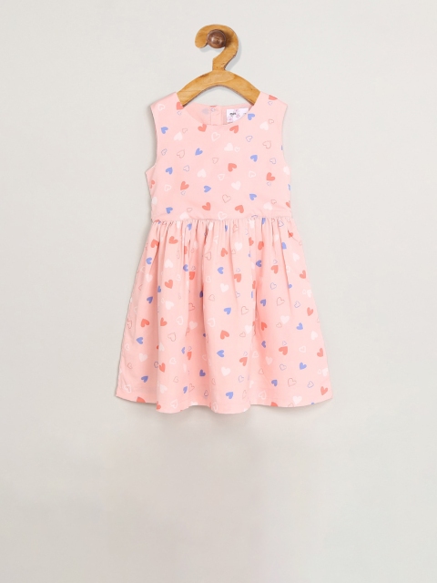 

max Girls Pink Printed Fit and Flare Dress