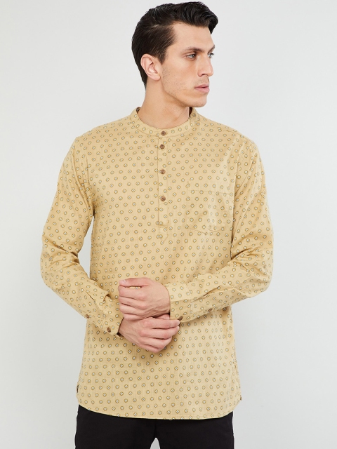 

max Men Khaki Printed Straight Kurta