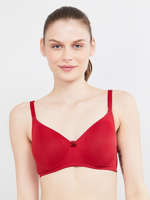 

max Red Solid Non-Wired Lightly Padded T-shirt Bra WIN19PDNW07RED