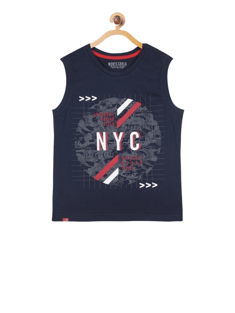 

Monte Carlo Boys Navy Blue Printed Round Neck T-shirt