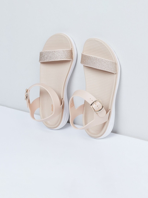 max Women Gold-Toned & Pink Comfort Sandals