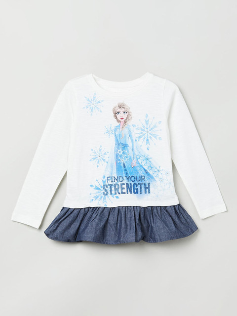 

max Girls Cream-Coloured Printed Top