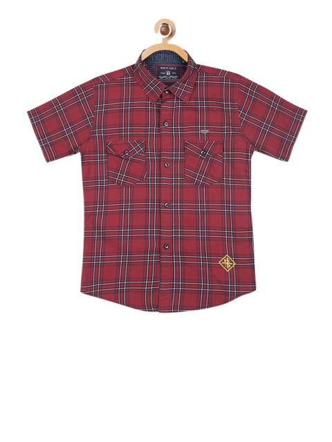 

Monte Carlo Boys Red & White Slim Fit Checked Casual Shirt