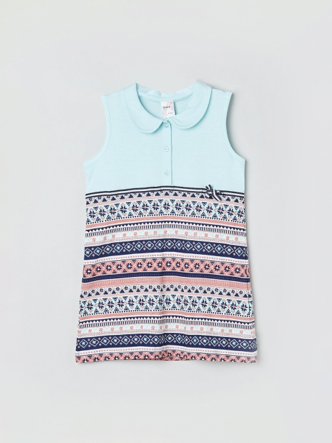 

max Girls Navy Blue & Sea Green Printed Top