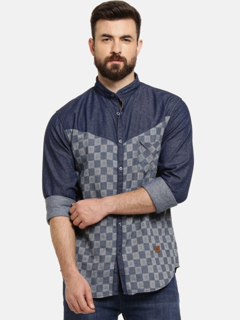 

Campus Sutra Men Blue Regular Fit Checked Casual Shirt