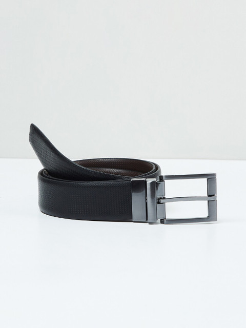 

max Men Black & Brown Solid Leather Belt