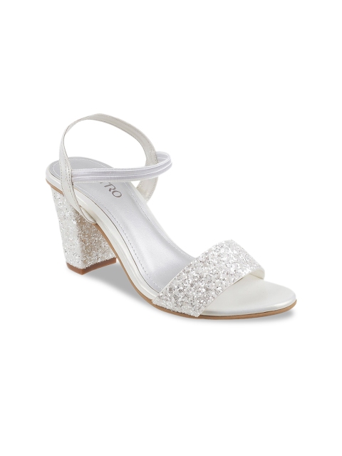

Metro Women Silver-Toned & White Embellished Heels