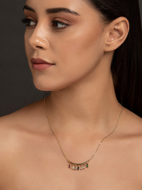 

DIVA WALK EXCLUSIVE Gold-Plated Handcrafted Cubic Zirconia Studded Necklace