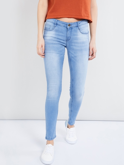 

max Women Blue Skinny Fit Mid-Rise Clean Look Jeans
