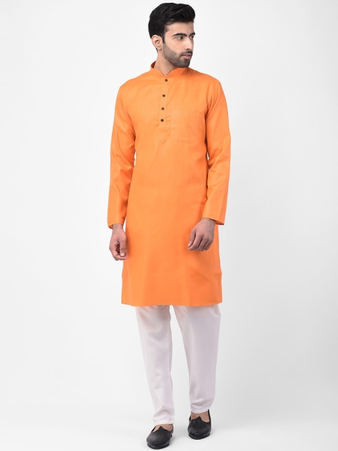 

SG LEMAN Men Orange & White Solid Kurta with Pyjamas