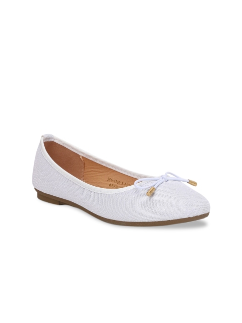 

Bata Women White Solid PU Ballerinas