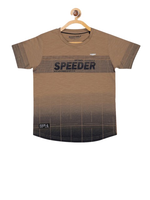 

Monte Carlo Boys Brown Printed Round Neck T-shirt