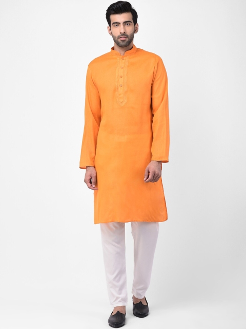 

SG LEMAN Men Yellow Solid Kurta with Pyjamas