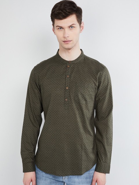 

max Men Green Solid Straight Kurta