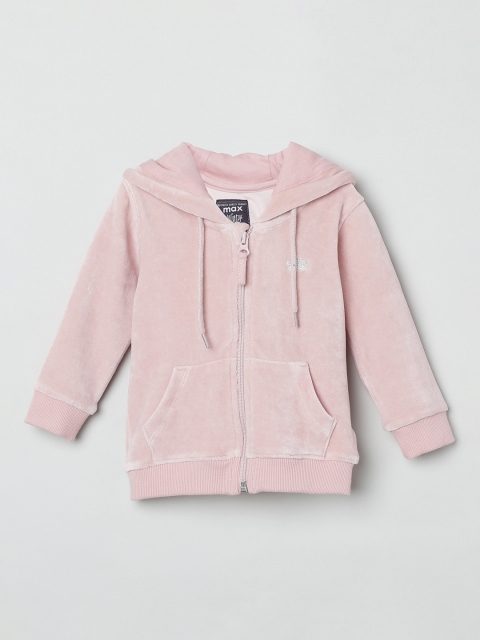

max Girls Pink Solid Hooded Sweatshirt