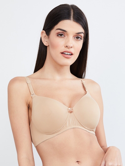 max Beige Solid Non-Wired Lightly Padded T-shirt Bra WIN19PDNW07